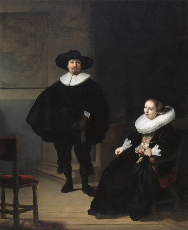 Mustassa oleva nainen ja aatelismies - Rembrandt