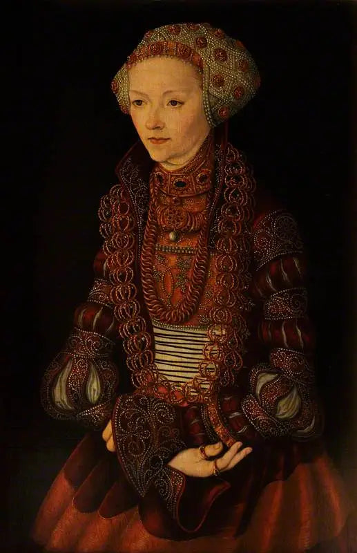 Tuntematon nainen, aiemmin nimeltä Sybille de Clèves, Saksan herttuan Jean Frédéric de Saxe'n vaimo - Lucas Cranach vanh.