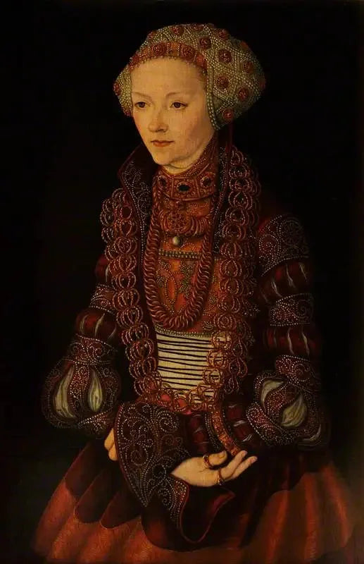 Tuntematon nainen, aiemmin nimeltä Sybille de Clèves, Saksan herttuan Jean Frédéric de Saxe'n vaimo - Lucas Cranach vanh.