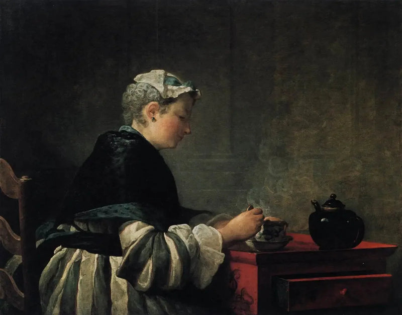 Nainen juomassa teetä - Jean Siméon Chardin