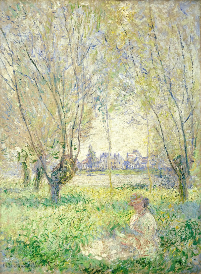 Nainen istuu pajun alla - Claude Monet