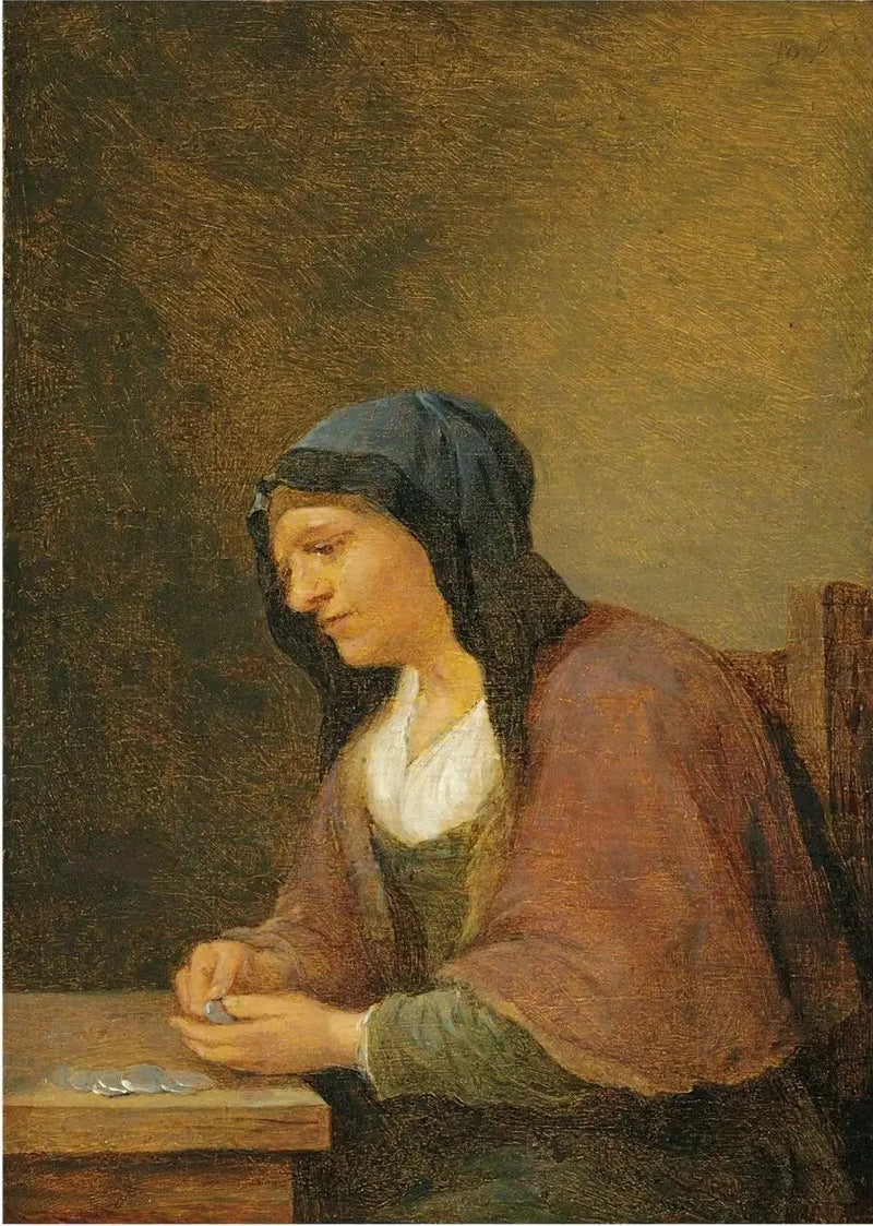 Nainen laskemassa rahaa - David Teniers nuorempi