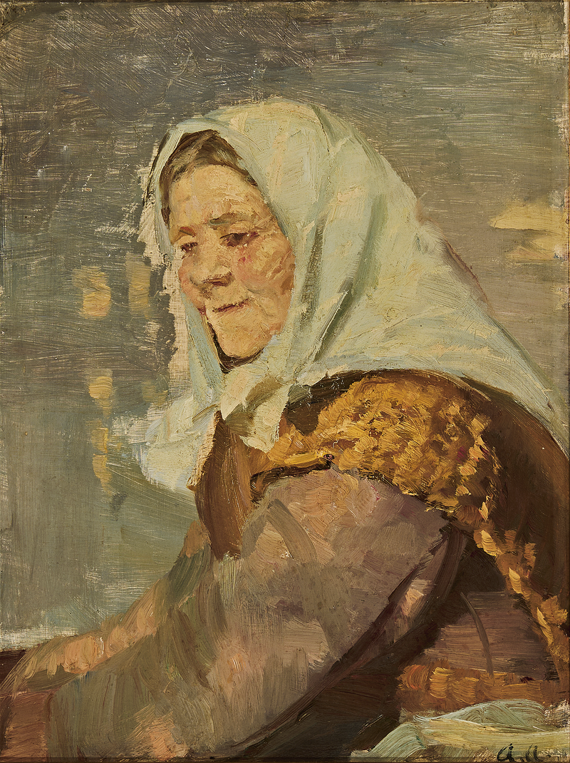 Skagenilainen nainen valkoisessa huivissa. - Anna Ancher
