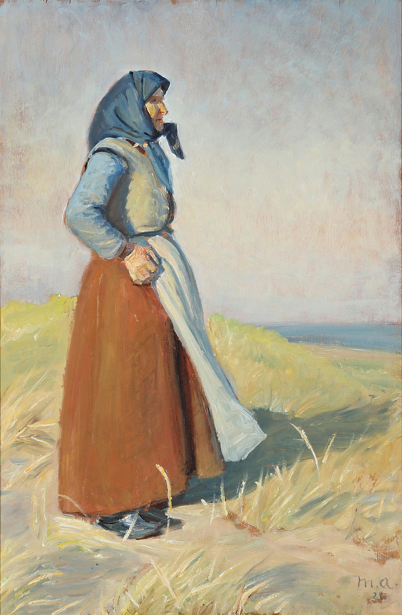 Nainen Skagenista dyyneille. -Michael Peter Ancher