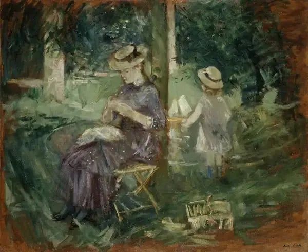 Nainen ja lapsi puutarhassa - Berthe Morisot