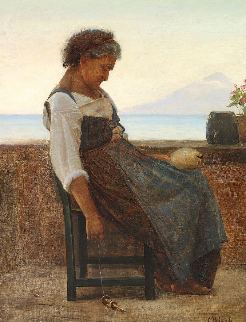 Italialainen nainen ottaa nokoset. - Carl Heinrich Bloch