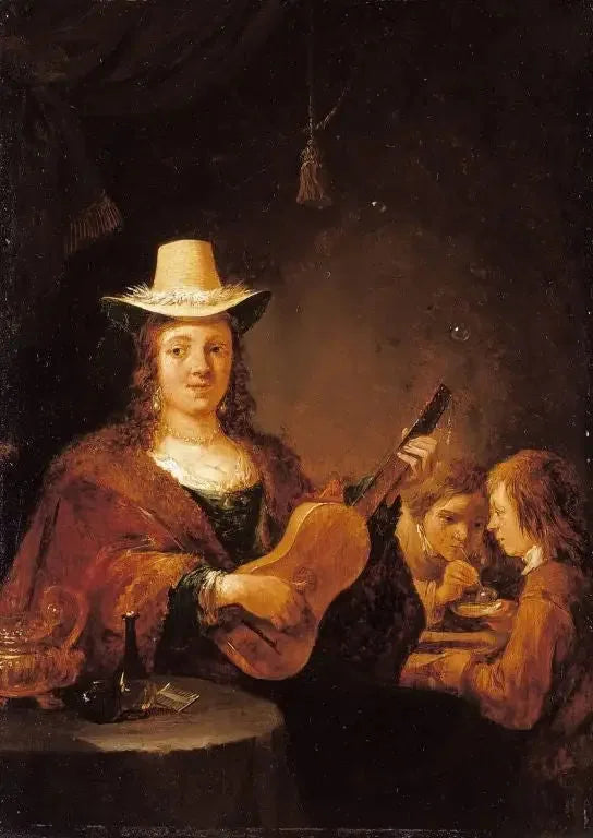 Nainen soittamassa kitaraa - David Teniers nuorempi