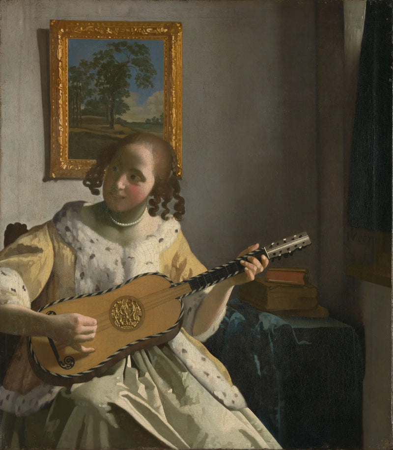 Nainen soittamassa kitaraa - Johannes Vermeer
