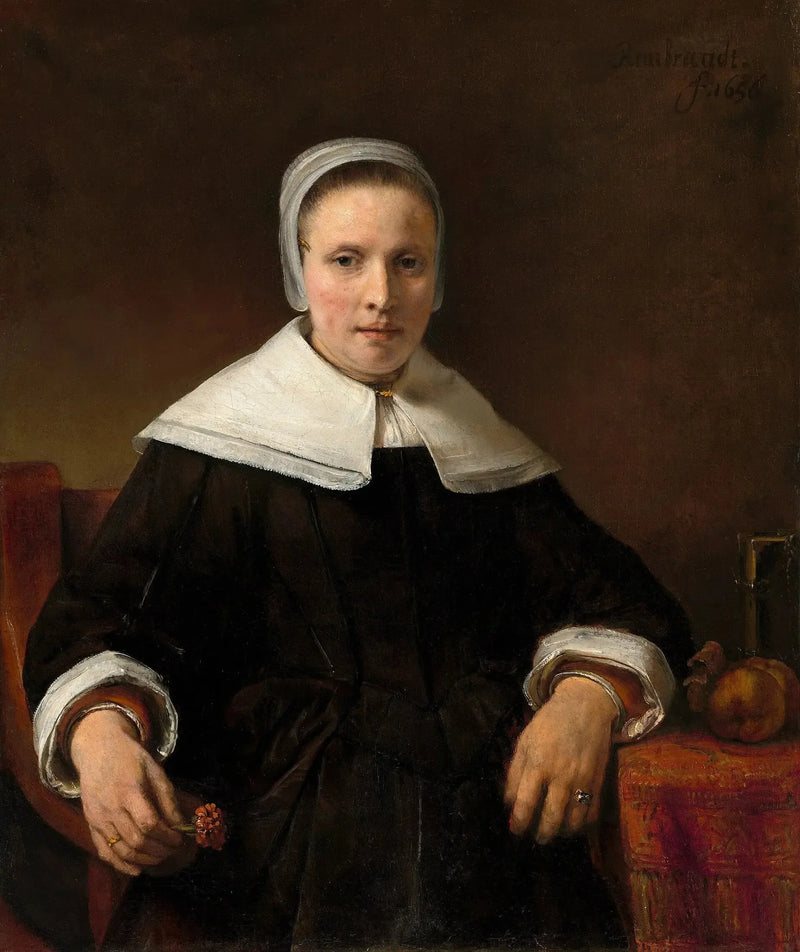 Nainen, joka pitää ruusua - Rembrandt