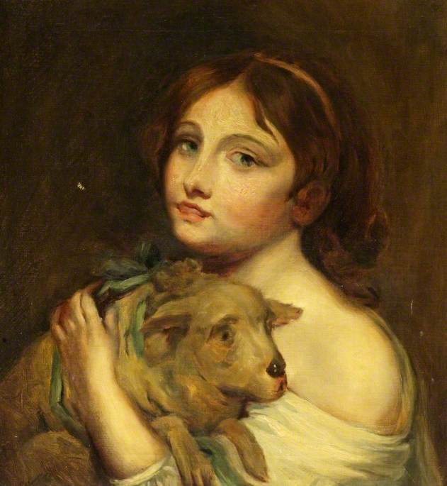 Tyttö lampaan kanssa - Jean-Baptiste Greuze