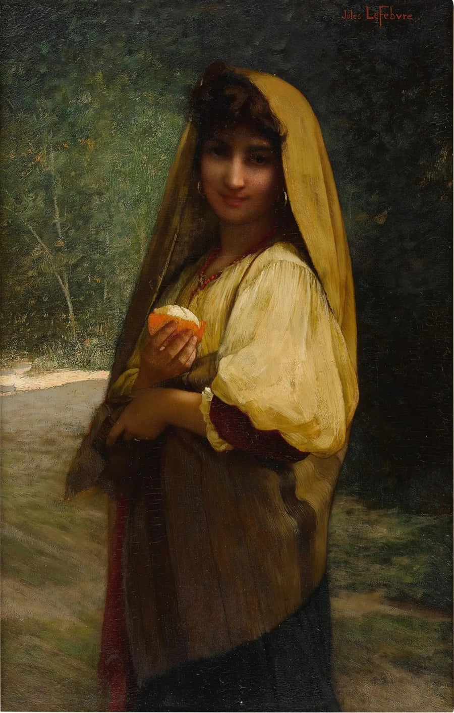 Italialainen tyttö appelsiinin kanssa - Jules Lefebvre