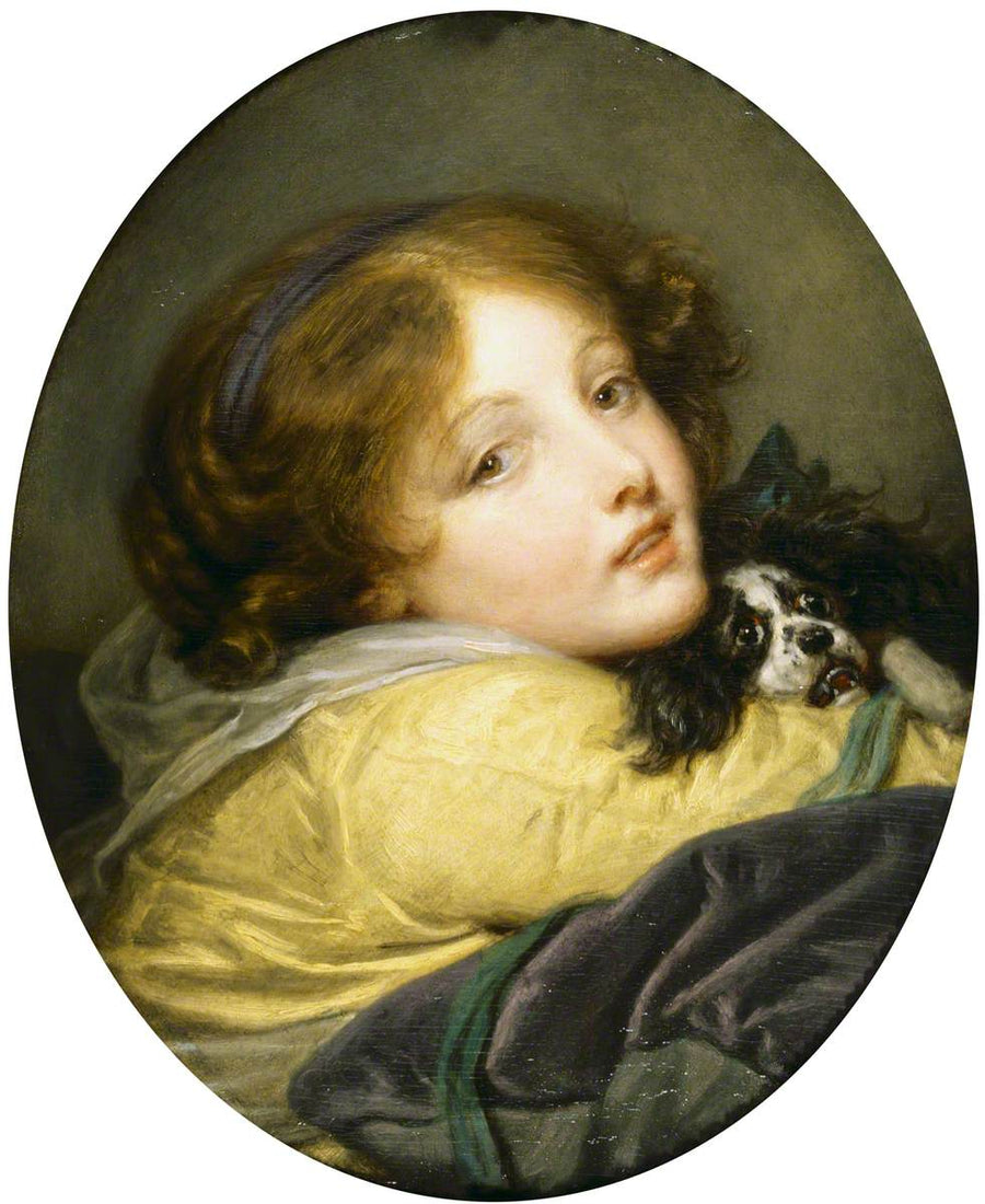 Tyttö, joka pitää spanielia - Jean-Baptiste Greuze