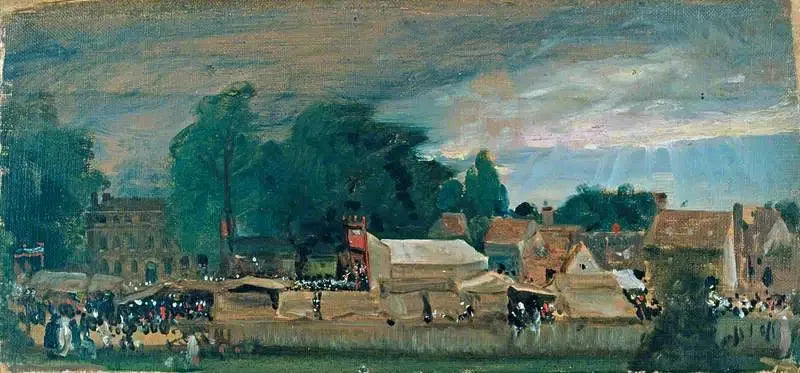 Kylämarkkinatapahtuma (todennäköisesti East Bergholtissä) - John Constable