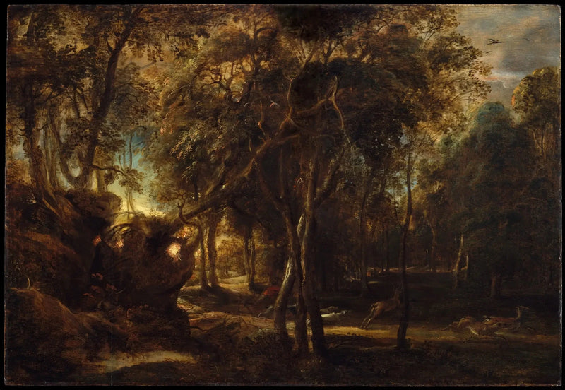 Aamuinen metsä hirvenmetsästystä - Peter Paul Rubens