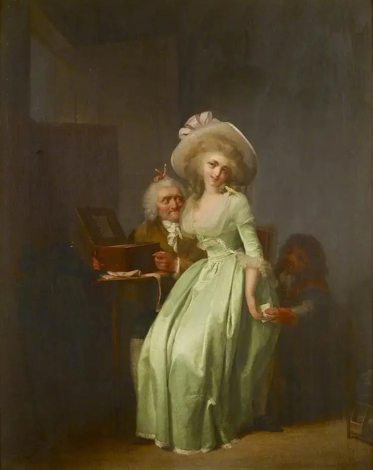 Nuori nainen pilkkaamassa vanhaa ihailijaa - Louis-Léopold Boilly