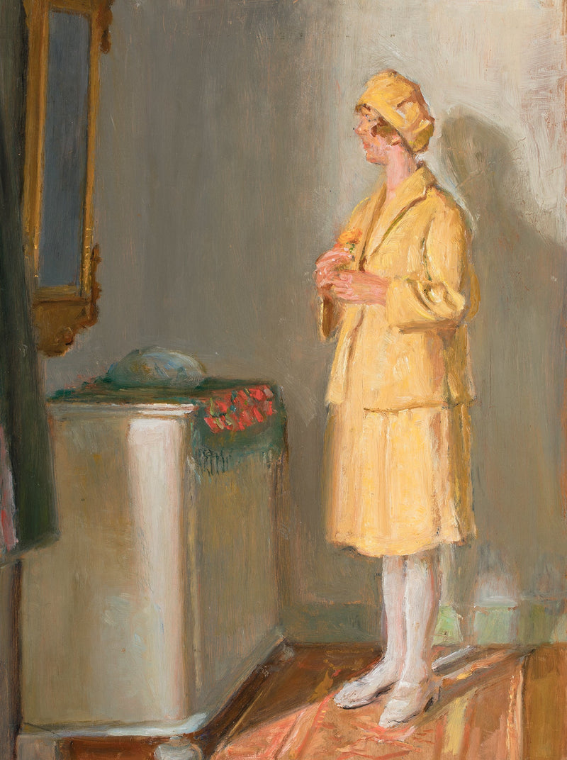 Nuori nainen katsoo itseään peilistä. - Michael Peter Ancher