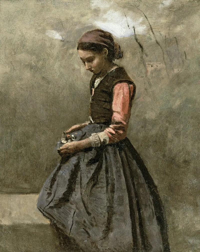 Pohdiskeleva nuori tyttö - Jean-Baptiste Camille Corot