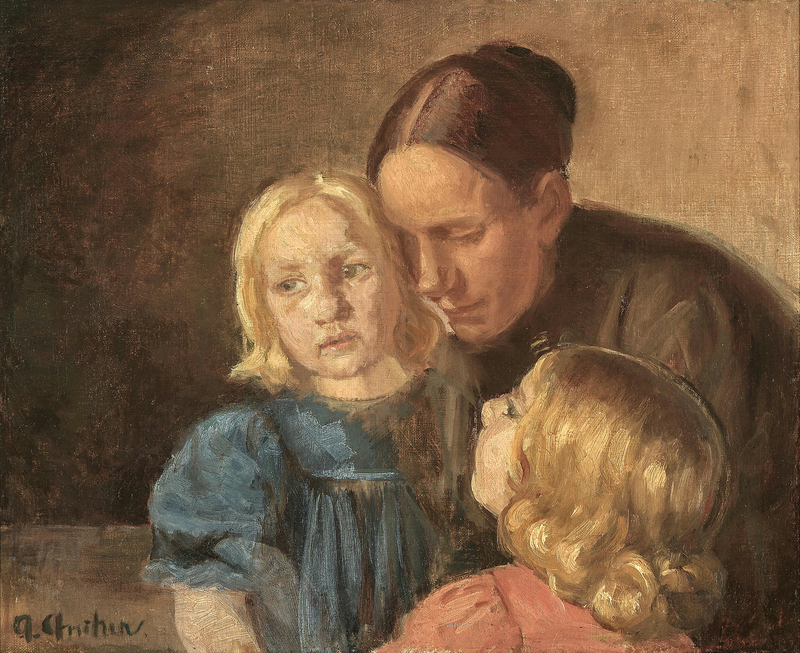 Äiti lastensa kanssa. - Anna Ancher