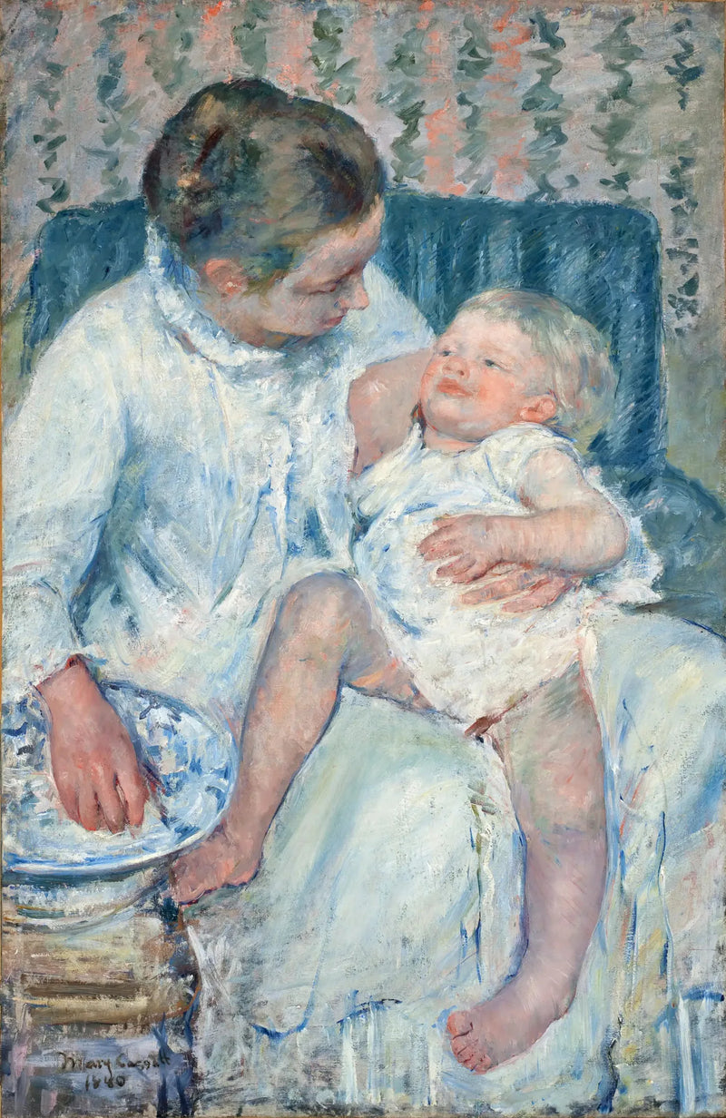 Äiti pesemässä nukkuvaa lastaan - Mary Cassatt