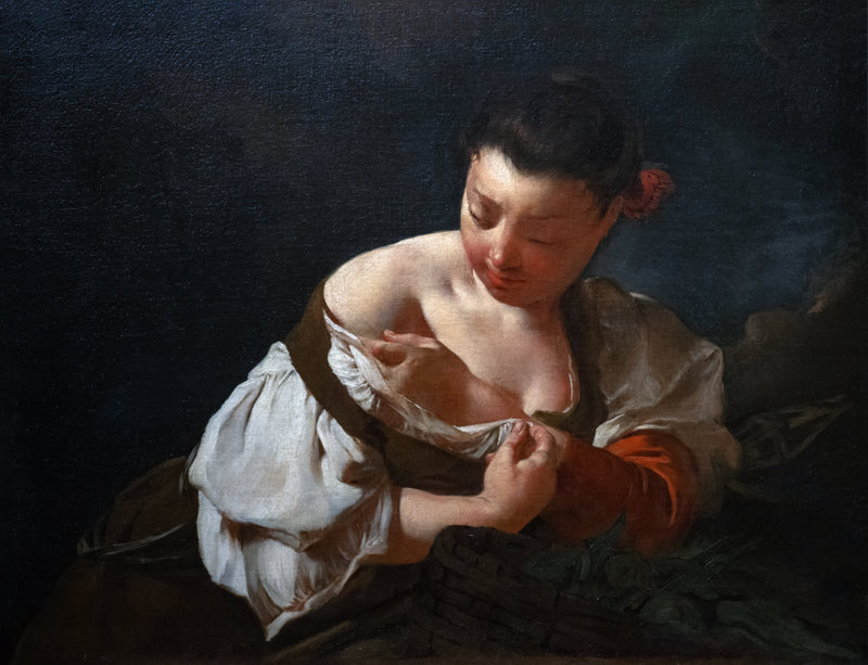 Maalaisnainen tarttumassa kirppuun - Giovanni Battista Piazzetta