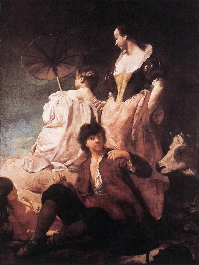 Une promenade à la campagne - Giovanni Battista Piazzetta image 1 copie peinte à la main à l’huile