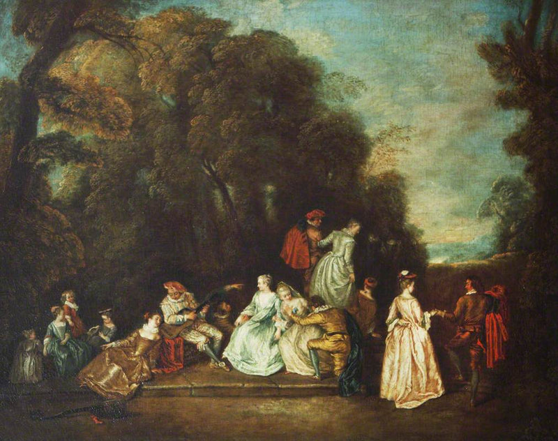 Kohtaaminen puistossa - Antoine Watteau