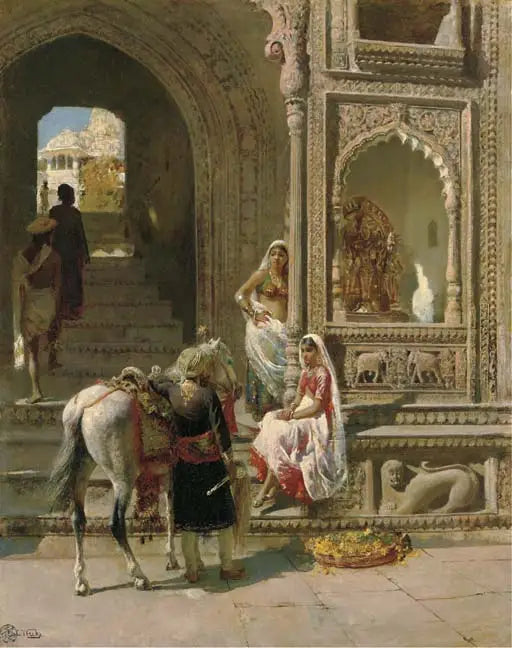 Kokous temppelin sisäänkäynnillä Mathurassa - Edwin Lord Weeks