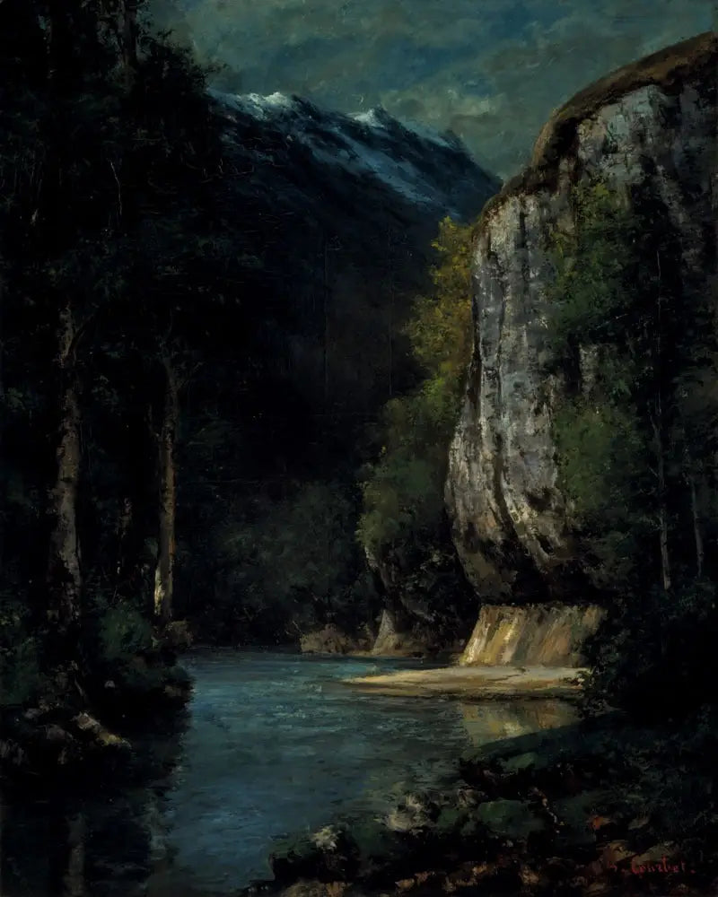 Joki vuoristokallion rotkossa - Gustave Courbet