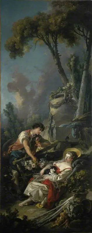 Pastoraalinen kohtaus („La Jardinière Endormie“) - François Boucher