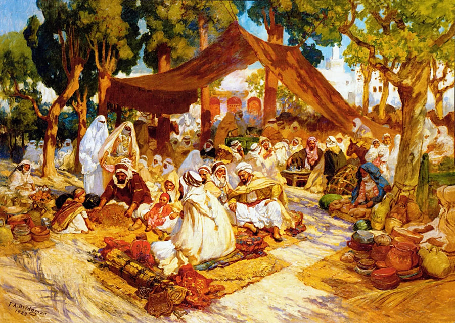 Yhteisöilta algerialaisessa leirissä - Frederick Arthur Bridgman