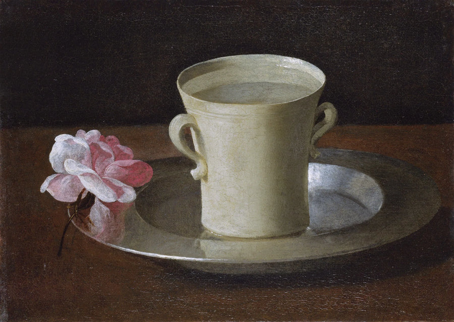 Vati vettä ja ruusu hopealautasella - Francisco de Zurbarán