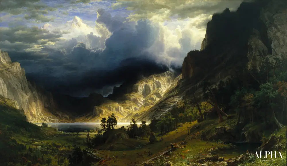 Une tempête dans les montagnes Rocheuses, le Mont Rosalie - Albert Bierstadt - Reproductions de tableaux et peintures haut de gamme