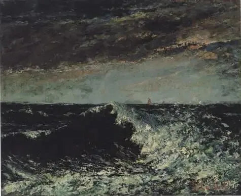 Aalto murtumassa myrskypilvien alla - Gustave Courbet