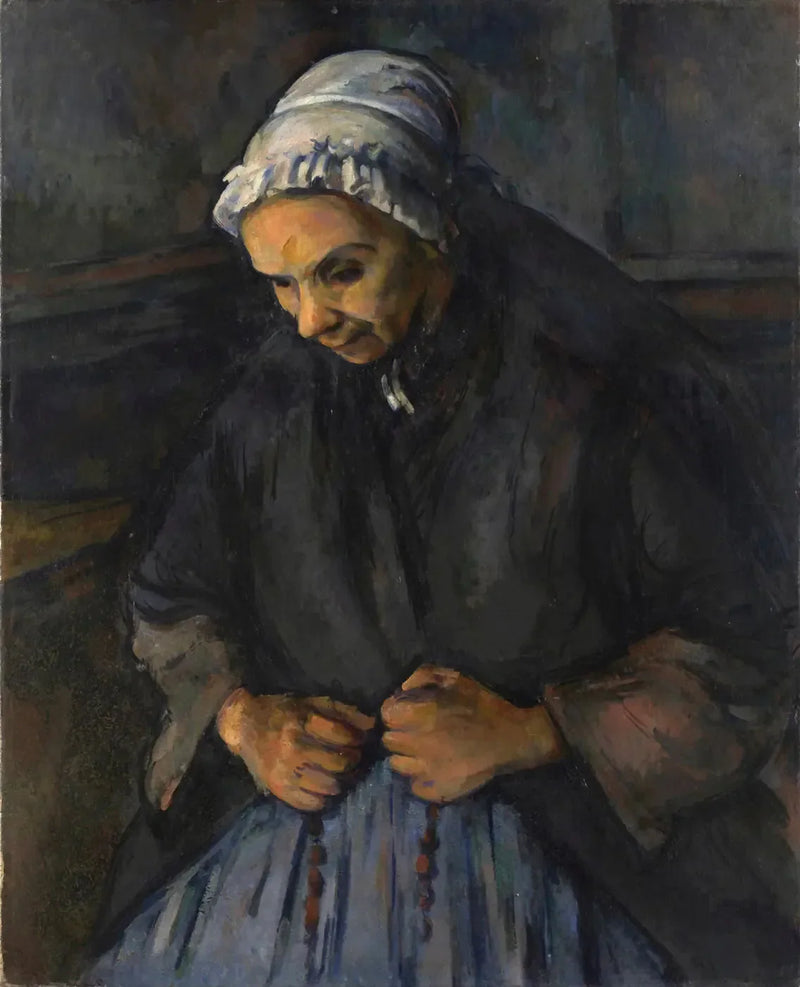 Vanha nainen ruusukkeen kanssa - Paul Cézanne