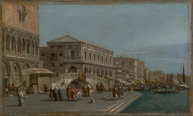 Näkymä Moloon ja Riva degli Schiavoneen Venetsiassa - Francesco Guardi