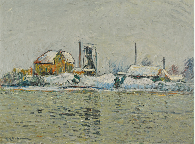 UUSI PAIKALLA OISE-joen rannalla, lumiefekti - Gustave Loiseau