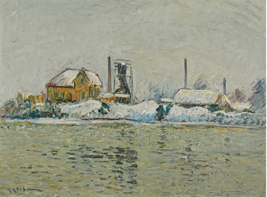 UUSI PAIKALLA OISE-joen rannalla, lumiefekti - Gustave Loiseau