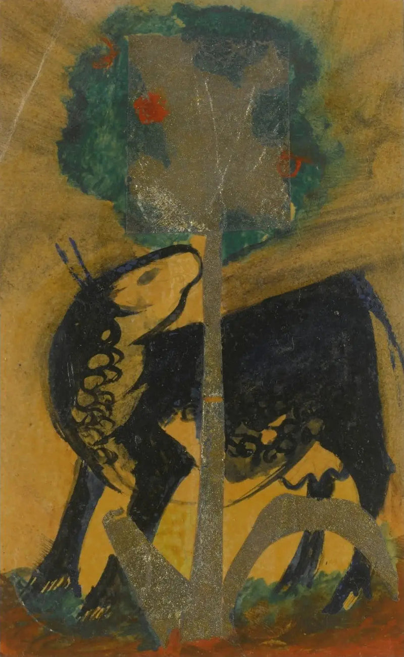 Musta lehmä puun takana - Franz Marc