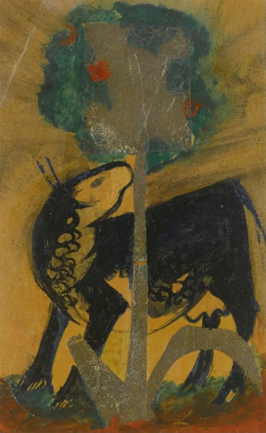 Musta lehmä puun takana - Franz Marc