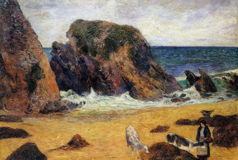 Lehmät meren rannalla - Paul Gauguin