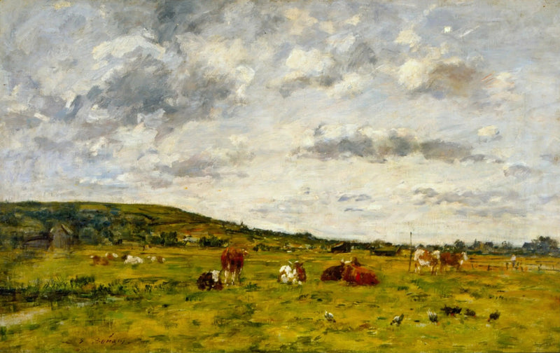 Lehmät laitumella - Eugène Boudin