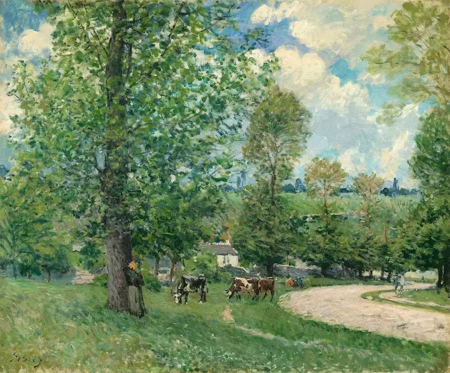 Lehmät laitumella, Louveciennes - Alfred Sisley
