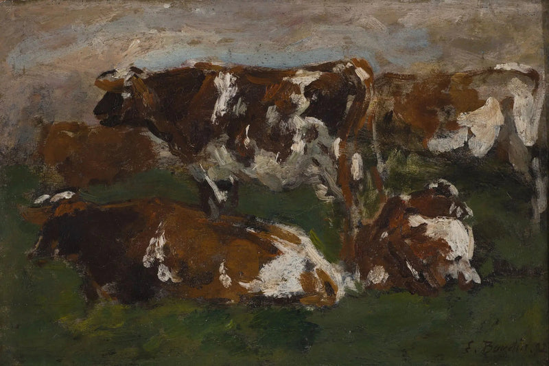 Lehmät Touques-joen varrella - Eugène Boudin