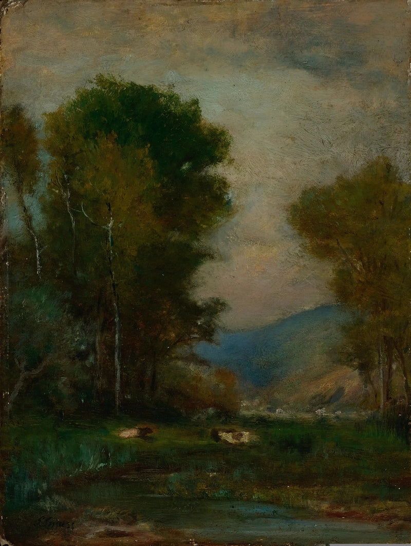 Lehmät lähellä puroa - George Inness