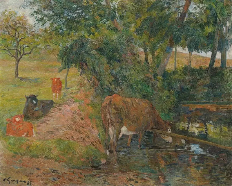 Lehmät lähellä Dieppeä, tai Lehmät levossa - Paul Gauguin