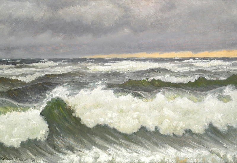 Aaltojen murtuminen sateisena päivänä, Skagen. -Michael Peter Ancher