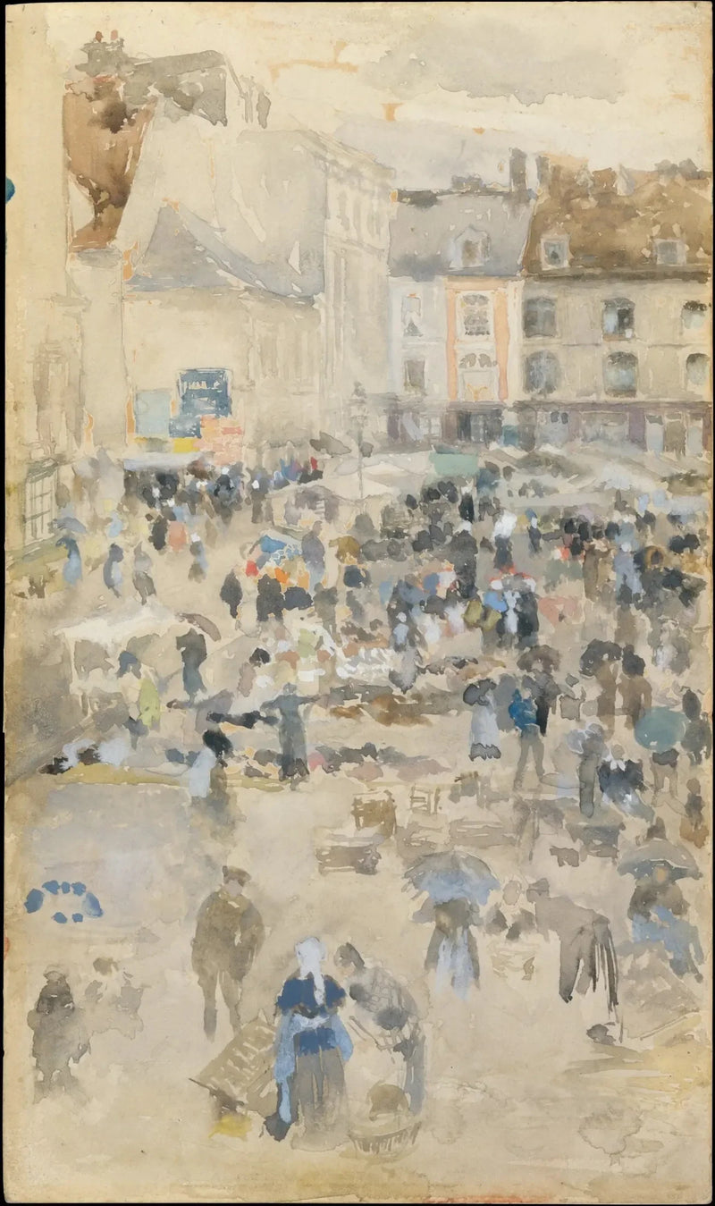 Violetti ja harmaa variaatiot — Markkinapaikka, Dieppe - James Abbott McNeill Whistler