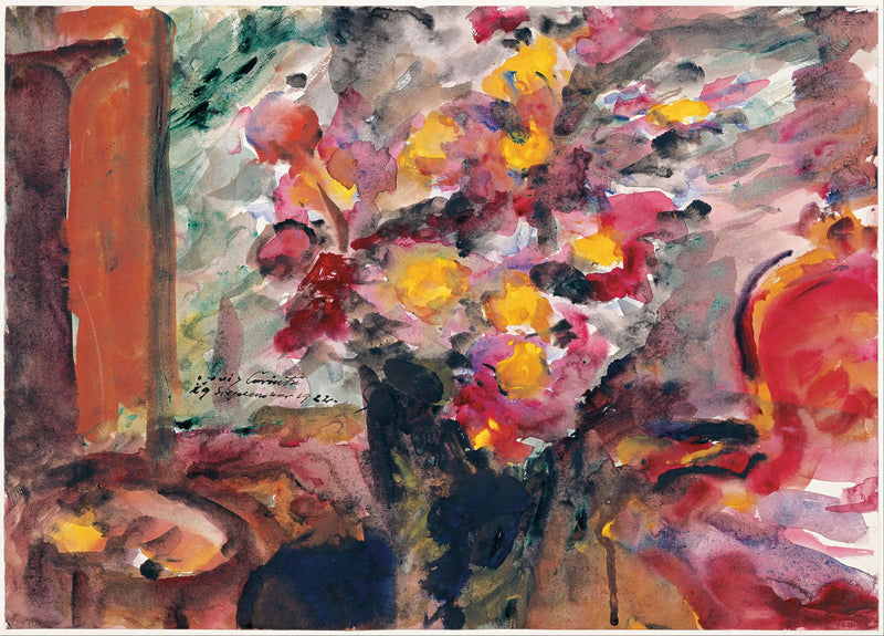 Kukkamaljakko pöydällä - Lovis Corinth