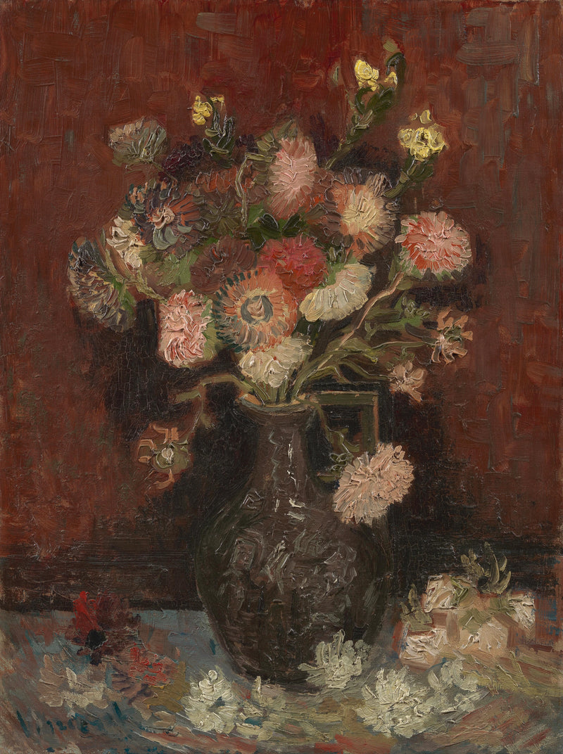 Maljakko kiinalaisilla asterilla ja gladioluksilla - Vincent van Gogh