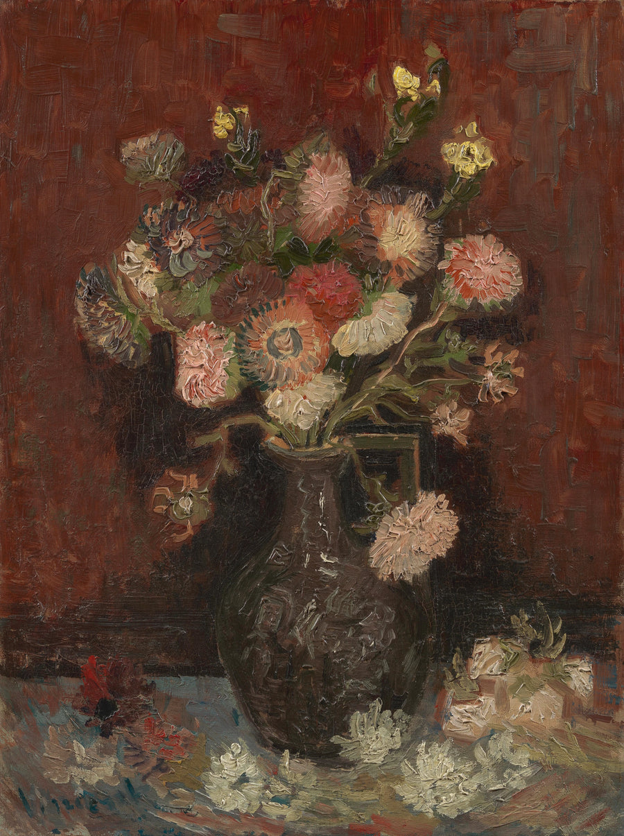 Maljakko kiinalaisilla asterilla ja gladioluksilla - Vincent van Gogh